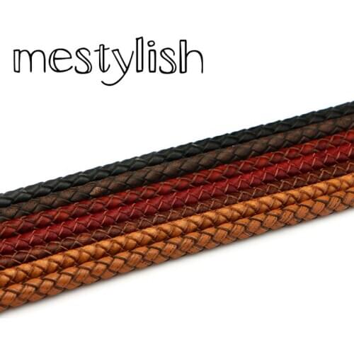 Mestylish 6mm Retro Genuine Leather Cord Round Rope Fit Leather Bracelets and DIY Jewelry Handmade Accessories