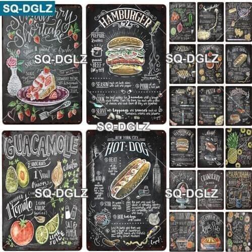 [SQ-DGLZ] Food Metal Sign Bar Wall Decoration Tin Sign Vintage Metal Sign Blackboard Painting Plaques Art Fruit Cake Poster
