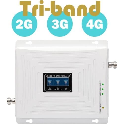 GSM 900mhz DCS 1800mhz WCDMA 2100mhz Repeater Tri Band Cellular Signal Booster UMTS 3G 4G LTE 1800mhz Amplifier 70dB Gain 20dBm