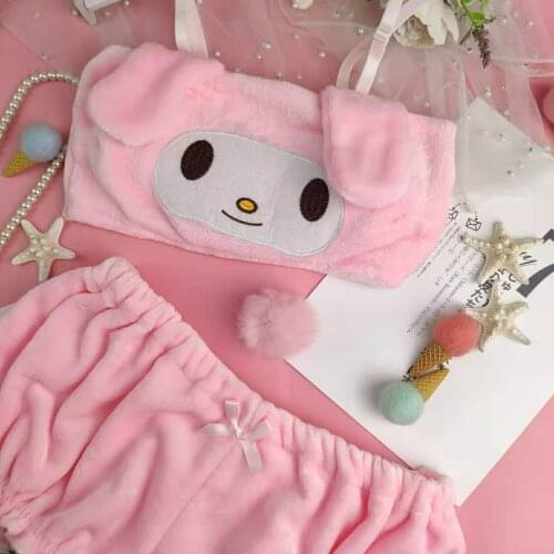 Comfortable Lovely Pajama Cute Underwear Pijamas Women Bedroom Set Velvet Lingerie Pajamas for Teen Girls Lounge Wear