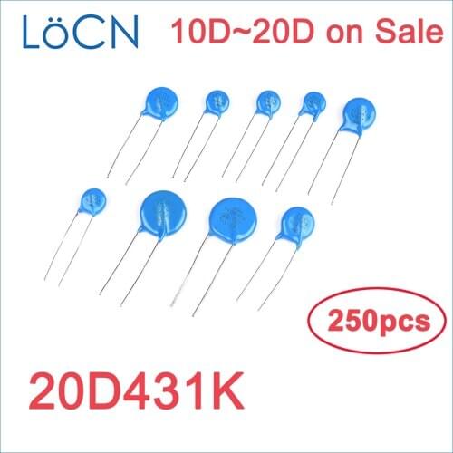 250PCS Varistor 20D 20D431K 20mm 430V 431 VDR Mass Lot LoCNService 10D 14D