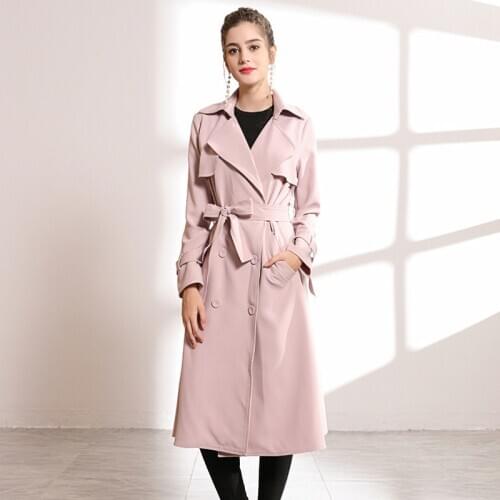 Windbreaker Womens Autumn Winter 2020 New Trench Coat Mid-length Belt Fashion Solid Color Slim Slimming Windbreaker Female Z762
