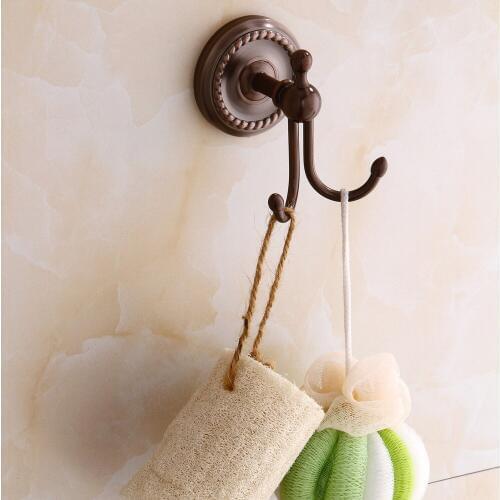 Vintage Robe Hooks Brushed Copper Bathroom Hooks Wall Hook Hanging Clothes Brass Hanger Bathroom Accessories Double Hooks