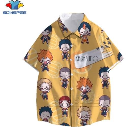 Japan Anime Haikyuu!! Shirt 3D Print Kawaii Many Faces Men Hawaiian Shirts 2021 Summer Oversized Casual Volleyball Sports Blouse