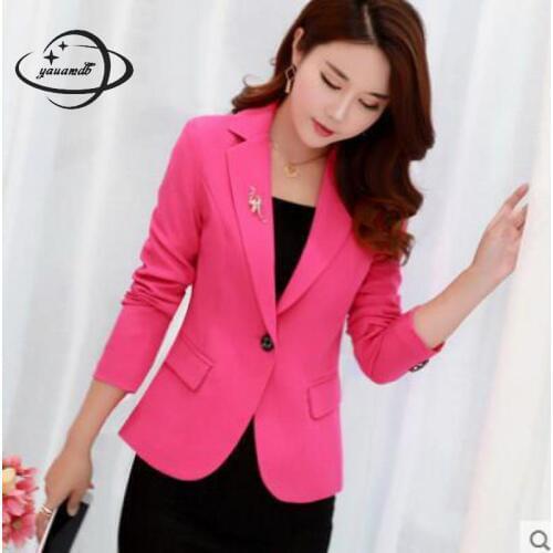 Yauamdb Women Blazer 2017 Autumn Winter Size S-3xl Ladies Solid Blazer Female Single Button Slim Jacket Pocket Short Coat Y78