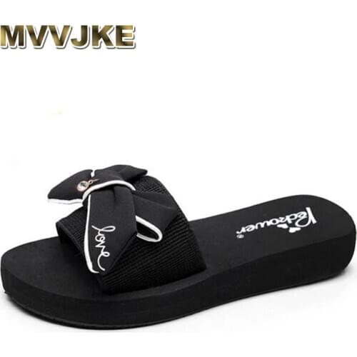MVVJKE Slippers Women Bow Summer Sandals Indoor Outdoor Flip Flops Beach Shoes Women Pearl Fashion Flats For Women Footwear Sand