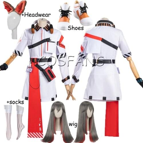 Arknights April Cosplay Costume Game Suit Dress Uniform Halloween Party Outfit For Women New Full set headset Wigs and shoes