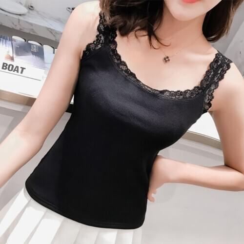 Women Summer Sleeveless Tank Top Bright Solid Candy Color Basic Camisole Floral Lace Trim Ribbed Knit Casual Underwear Slim Vest