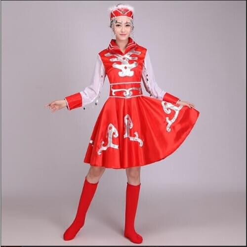 Mongolian dance costume Folk dance dress Women