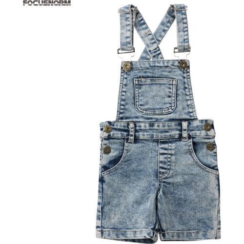 2018 Newly Fashion Casual Toddler Baby Girls Boys Denim Overalls Button Fly Straight Blue Packet Clothes Outfit Summer