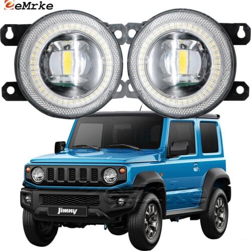 2x Led Angel Eye DRL for Suzuki Jimny JB64 JB74 2018 2019 2020 Jimny JB43 LED Fog Lamp Assembly Lens Daytime Running Light 12V