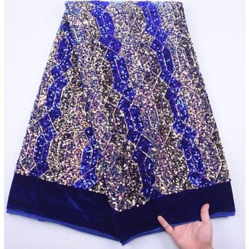African Velvet Lace Fabric 2020 High Quality Sequins With Velvet Lace Fabric Embroidery French Lace For Nigeria Wedding Dress