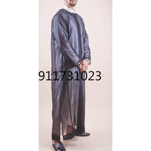 African Clothes for Men 2021 Summer African Men V-neck Black Long Abaya African Clothing