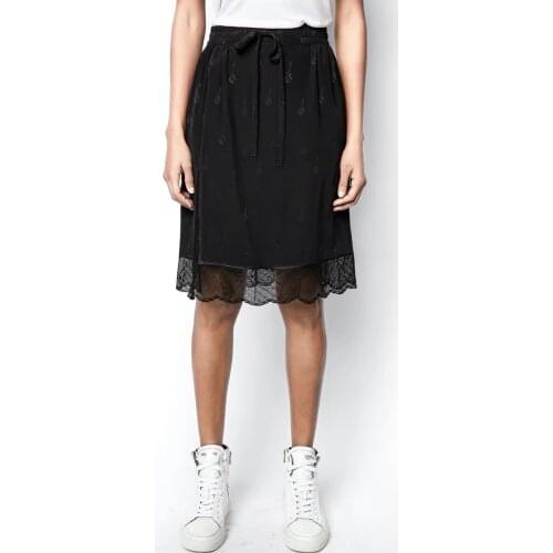 Black Women Skirt French Jacquard Silk Lace Beautiful Skirt