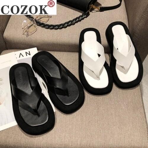 Black/white mixed color thick bottom flip flops women famous designer clip toe slippers ladis platform jandal slides beach shoes