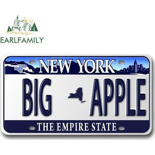 EARLFAMILY 13cm x 7cm for New York Empire State License Plate Car Sticker Decor Bumper Trunk Waterproof Decal Vinyl Car Wrap