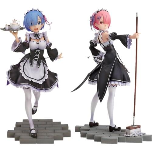 Re:Life A Different World From Zero Anime Figure Rem Trauy Maid Ram Mop Girl PVC Toys Action Figurine Model Collector Figma Doll