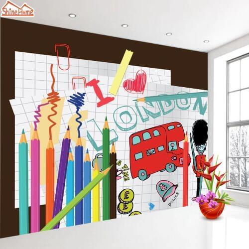 ShineHome-3d Photo Wallpapers Wall Mural Paper Wallpaper for Walls in Rolls Living Room Kids Girl Papers Home Decor London Bus