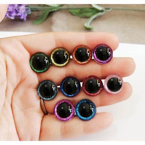 20set/lot 13mm/15mm round plastic clear toy safety eyes + glitter Nonwovens + hard washer for plush doll findings-size option