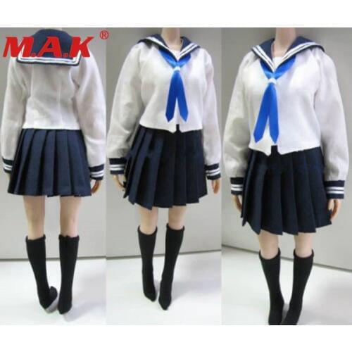 Custom 1/6 Female Clothes Students School Uniform & Socks Set 3 Colors for 12 inches PH,HT,Kumik Body Figures
