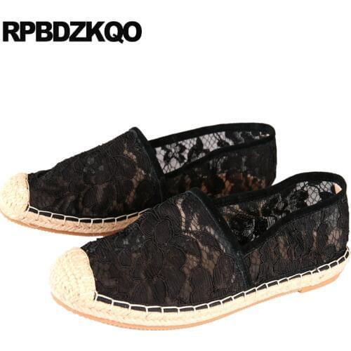 Hemp gray lace espadrilles leisure ladies beautiful flats shoes korean sandals china black chinese breathable mesh women slip on