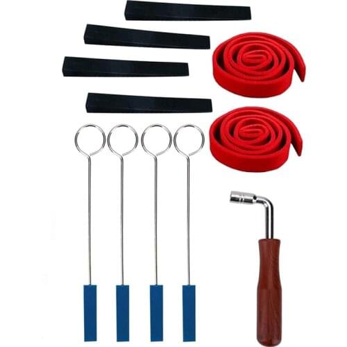 11Pcs Piano Tuning Kit,Tuning Wrench Hammer Felt Strip Mutes Triangular Rubber Mutes Temperament Piano DIY Fixing Set