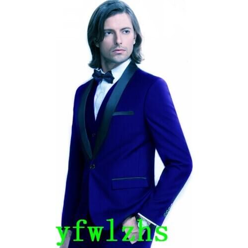 Handsome Groomsmen Shawl Lapel Groom Tuxedos Wedding Dress Men Suits Blazer Prom Dinner (Jacket+Pants+Tie+Vest) A692