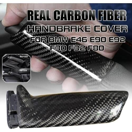 Real Carbon Fiber Handbrake Brake Handle Cover FOR BMW E46 E90 E92 F30 F32 F80