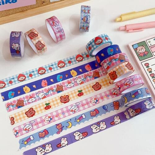 5M Kawaii Bear Rabbit Small Washi Masking Tape Japanese INS Style DIY Diary Journal Decoration School Stationary Supplies