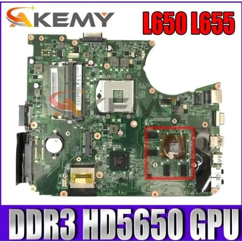 AKEMY DABL6DMB8F0 A000076400 Mainboard For Toshiba satellite L650 L655 laptop motherboard HM55 DDR3 HD5650 GPU free cpu