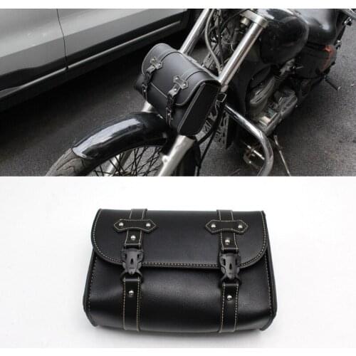 Motorcycle Fork Bag Leather PU Waterproof Bucket Front Tools Bags Universal for Harley Dyna Softail 883 Iron Superlow Cruisers
