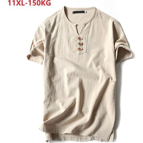 Plus size 6XL 7XL 8XL 9XL 10XL 11XL short sleeve t-shirt men japan style summer man tees vintage V-neck loose tshirt khaki 150KG