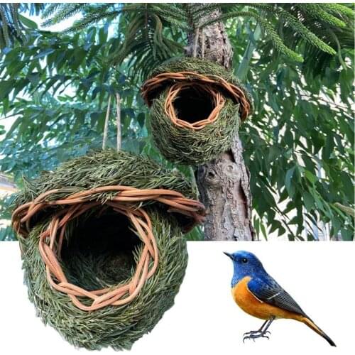 Natural Bird Cage Outdoor Birds Nest Woven Hanging Shelter Bird Houses Parrot Cage Bird Home Bed Garden Courtyard Decorations