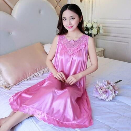 New Women Summer Ice Silk Nightgown Female Casual Home Service Loose Plus Size Comfort Sexy Pregnant Woman Nightdress R833