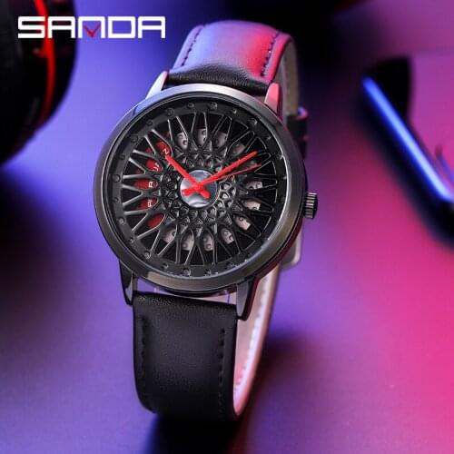 2021 New Mens Sports Car Watch Quartz Waterproof Car Quartz Mens Leather Watch Sports Fashion Hub Wheel Wheel Watch P1060