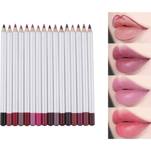 Wholesale Lip Makeup Pencils Long Lasting Waterproof Pigments Matte Lip Liner pen Eyeliner Eyebrow 3 In 1 Lipliner Custom Label