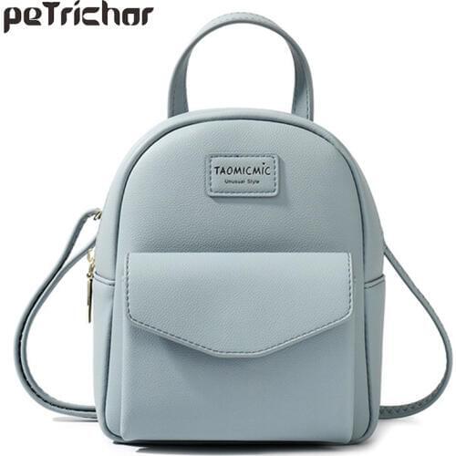 Backpack Girl Sweet Pink Shoulder Bags Fashion Simple Teenager School Bag Solid Color Zipper Mini Women Backpack Purse Rucksack