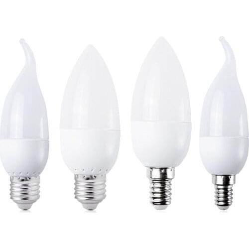 E14 E27 Home Decoration 220V 3W Spotlight Candle Bulb Leds Chandelier Light Bombilla for Energy Saving Lamp Lights Candle Bulb