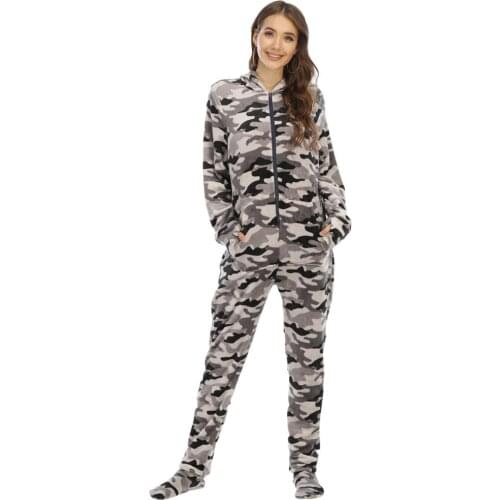 Warm Onesies Jumpsuit Pajama Casual Soft Sleepwear Hooded Nightwear Comfortable Women Flannel Homewear