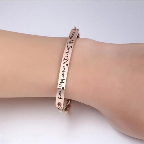 Cross-border titanium Always my sister forevermy friend chain bracelet