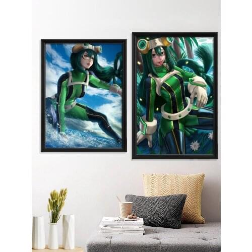 Tsuyu Asui Cartoon My Hero Academia Anime Sexy Nude Girl Art-Poster Custom Canvas Decoration Picture Home Silk Living-Room Wall