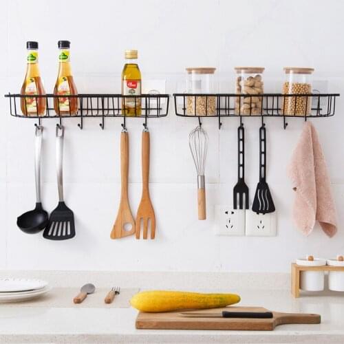 Iron Kitchen Storage Man Miscellaneous Wall Organizer Rack Kitchen Herbs Button Man Bathroom Desktop With 6-hook Laundry Basket