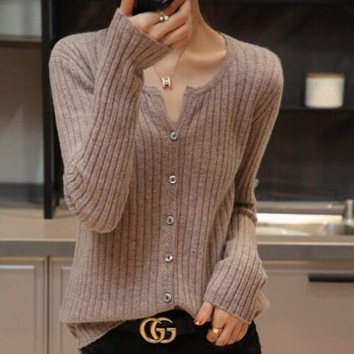 Cashmere Sweater womens cardigan spring autumn new pure Wool sweater cardigan O-neck ladies coat loose knit sweater top Female