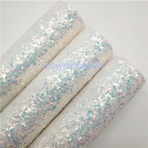 1PC 21X29CM Glitter Fabirc, Chunky Glitter Leather, White Glitter Leather Sheets For Making Bows LEOsyntheticoDIY T264B