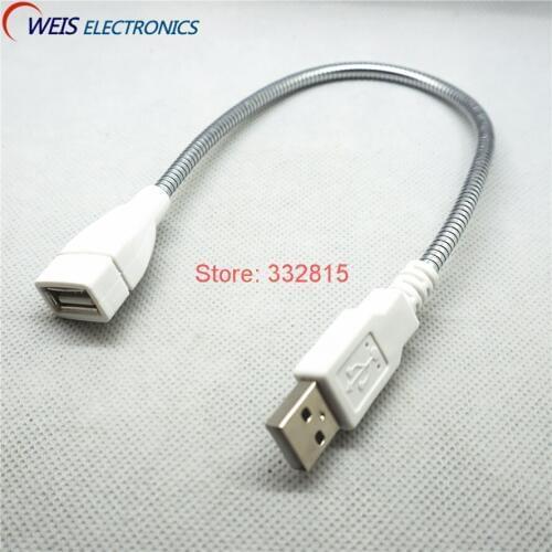 1PCS USB Extension cord 30cm flexible metal tubing wire cable for USB LED LAMP USB Connector FOR LAPTOP COMPUTER POWER BANK