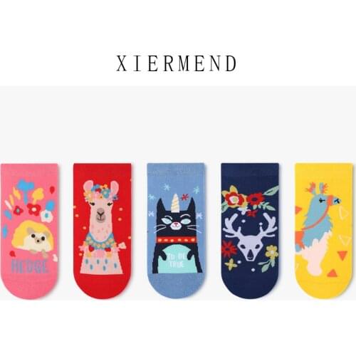 10 pieces = 5 paris Original socks female ins tide of chun xia, thin shallow slits socks popular cartoon boat socks contact