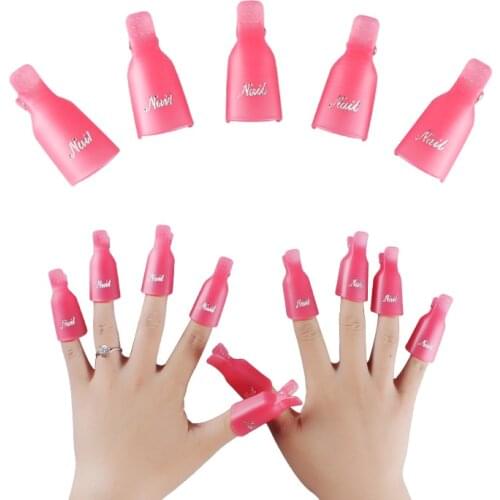 10 Pcs/lot Acrylic Reusable Gel Nail Polish Remover Wrap Nail Art Soak Off Nail Cleaner Clip Cap Nail Gel Remover Tool