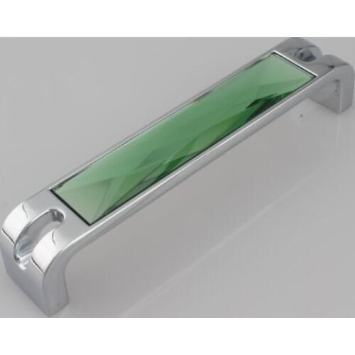 128mm modern fashion Green crystal villadom furniture handle 5" silver chrome kitchen cabinet cupboard door pulls handles deluxe