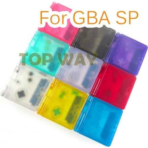 2sets Transparent Clear Color Clear White black blue purple For GameBoy Advance SP Shell For GBA SP console Housing Case Cover