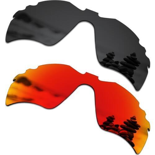 SmartVLT 2 Pieces Polarized Sunglasses Replacement Lenses for Oakley Radar Path Vented Stealth Black and Fire Red